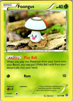 Foongus 12/114 Common Steam Siege Pokemon Moderately Played Yuka Morii - Image 1