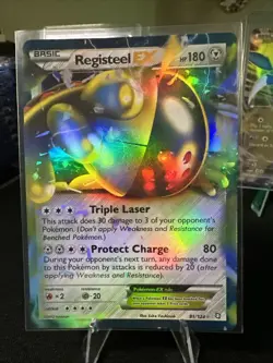 Registeel EX 81/124 Dragons Exalted Ultra Rare Holo Pokemon Card MP - Image 1