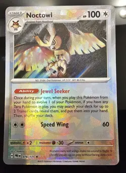 Noctowl (Poke Ball Pattern) 078/131 Holo Rare Prismatic Evolutions Pokemon NM - Image 1