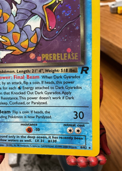 Pokemon Dark Gyarados 8/82 Holo Team Rocket Prerelease Promo Card - Image 5