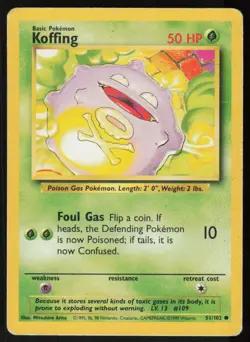 Koffing 51/102 Common Base Set Unlimited Pokemon Damaged - Image 1