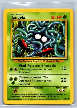 Tangela 66/102 Common Base Set Unlimited Pokemon Moderately Played - Image 1
