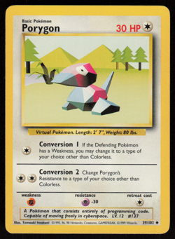 Porygon 39/102 Uncommon Base Set Unlimited Pokemon MP - Image 1