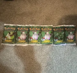 Pokemon TCG Jungle Booster Pack Lot 6 Sealed 11 Cards English Scyther - Image 1