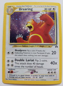 Ursaring Pokemon Card Holo WOTC 15/75 Neo Discovery Set Rare MP-HP - Image 1
