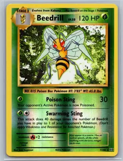 2016 Pokemon Beedrill 7/108 Rare Evolutions Reverse Holo LP - Image 1