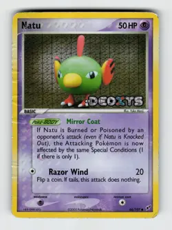 Natu 66/107 Reverse Holo Common Deoxys Pokemon 2005 Damaged - Image 1
