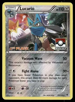 Lucario 63/124 Pokemon League 4th Place Reverse Holo League Cards 063/124 LP - Image 1