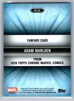 2026 Topps Chrome Marvel Adam Warlock Fanfare #FF-01 Guardians of the Galaxy - Image 2