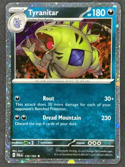Pokemon Tyranitar Cosmos Holo 135/193 PAL Paldea Evolved NM - Image 1
