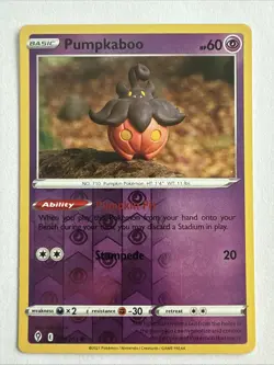 Pokemon- Pumpkaboo 076/203- Reverse Holo Card- Evolving Skies - Image 1