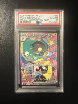 Pokemon 2026 Iono's Bellibolt ex 279/217 SIR Ascended Heroes GEM MINT PSA 10 - Image 1