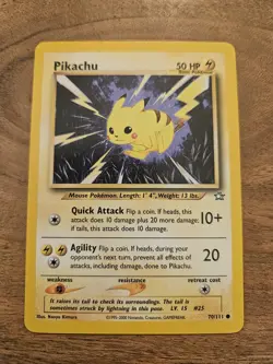 Pikachu 70/111 Neo Genesis Pokemon Vintage Unlimited Non Holo LP-NM - Image 1