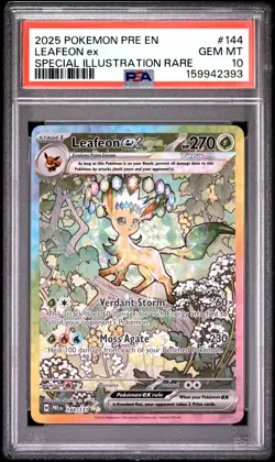 2025 POKEMON PRE EN-PRISMATIC EVOLUTIONS #144 LEAFEON EX PSA 10 - Image 1
