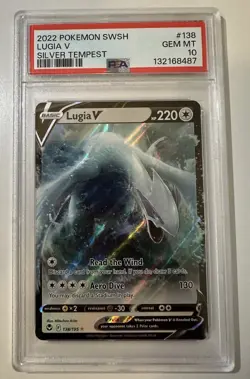 2022 Pokemon Silver Tempest Lugia V 138/195 Ultra Rare Holo PSA 10 Gem Mint - Image 1