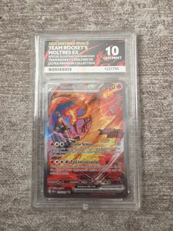Pokemon TCG Team Rocket's Moltres EX Sir 229/182 Destined Rivals Ace Gem Mint 10 - Image 1