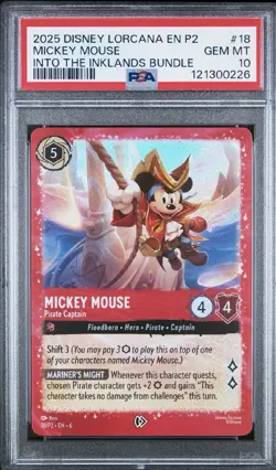 Disney Lorcana 18 EN P2 PSA 10 Mickey Mouse - Into The Inklands Promo - Image 1