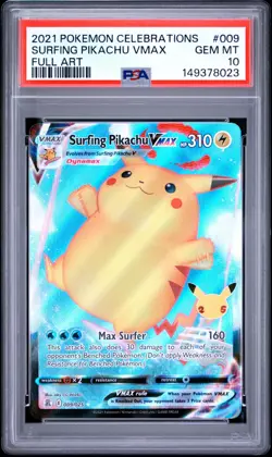 Pokemon TCG Surfing Pikachu Vmax 009/025 Celebrations Full Art PSA 10 - Image 1