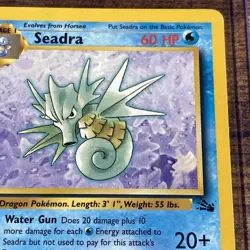 Pokemon TCG : Seadra - 1st Edition 42/62 Fossil WOTC LP - Top Loader Included - Image 3