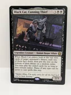 MTG Spiderman - Black Cat, Cunning Thief - Rare - Legendary Creature - SPG 052 - - Image 1