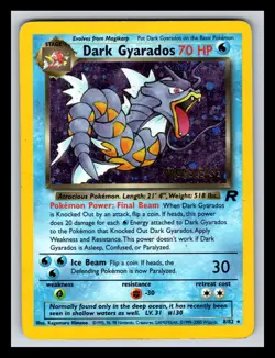 Dark Gyarados 8/82 Holo Rare Unlimited PreRelease Team Rocket Pokemon 2313 - Image 1