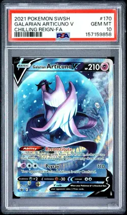 Pokemon 2021 SWSH Chilling Reign Galarian Articuno v Alt Art 170/198 PSA 10 - Image 1