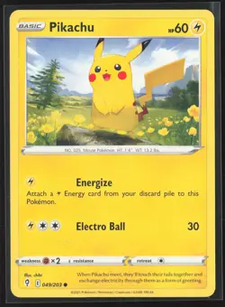 Pikachu Common SWSH07: Evolving Skies 049/203 NM Pokemon Card - Image 1