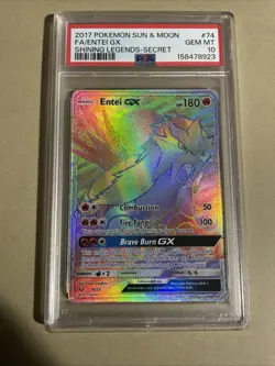 The Pokemon Company Entei GX 74/73 Shining Legends Secret Full Art Holo PSA 10 - Image 1