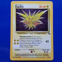 Zapdos Holo 15/62 Fossil Set 1999-2000 Pokemon TCG - Image 1