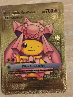 Pokemon Pikachu Mega Diancie Cosplay Gold Foil Metal Card 291 700 HP - Image 1