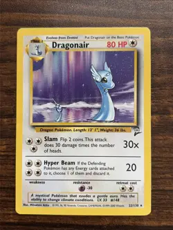 Pokemon TCG Dragonair Base Set Second Edition, Card 22/130, Regular Rare - Image 1