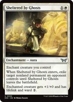 MTG Sheltered by Ghosts [Duskmourn: House of Horror] Foil Near Mint Magic - Image 1