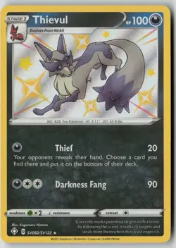Thievul SV082/SV122 Shiny Rare Shining Fates Shiny Vault Pokemon NM - Image 1