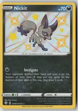 Nickit SV081/SV122 Shiny Rare Shining Fates Shiny Vault Pokemon Holo NM - Image 1