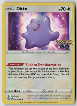 Ditto 053/078 Holo Rare Pokemon GO Pokemon NM - Image 1