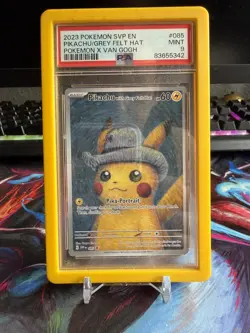 2023 Pokemon X Van Gogh Pikachu With Grey Felt Hat Black Star Promo #085 PSA 9 - Image 1