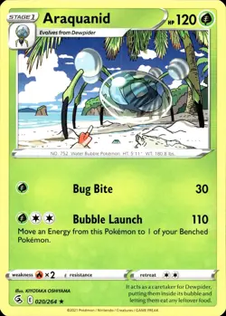 ARAQUANID 020/264 Pokemon Card Fusion Strike Near Mint - Image 1