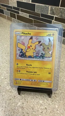 Pikachu SM162 Holo Black Star Promo Card Lightly Played - Image 1