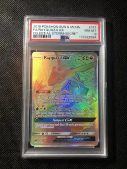 2019 Pokemon Sun & Moon FA/Rayquaza Gx PSA 8 - Image 1