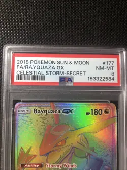 2019 Pokemon Sun & Moon FA/Rayquaza Gx PSA 8 - Image 3