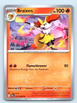 Braixen 012/086 ~ Common English Near Mint Pokemon TCG - Image 1