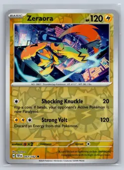 Zeraora 057/162 Uncommon Temporal Forces Pokemon Reverse Holo Near Mint - Image 1
