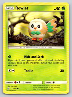 Rowlet 17/236 Common Cosmic Eclipse Pokemon Near Mint - Image 1