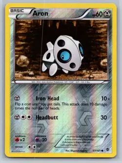 Aron 57/101 Common Plasma Blast Pokemon Reverse Holo Near Mint - Image 1
