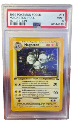 1999 Pokemon Fossil 1st Edition Magneton Holo #11 PSA 9 - Image 1