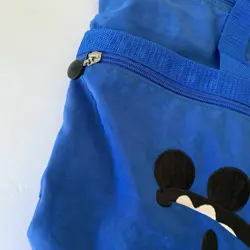 VIntage Walt Disney World Blue Embroidered Character Nylon Zip Up Tote w/Handles - Image 3
