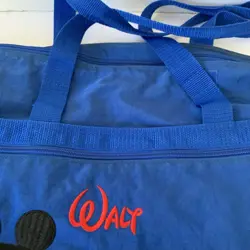 VIntage Walt Disney World Blue Embroidered Character Nylon Zip Up Tote w/Handles - Image 4