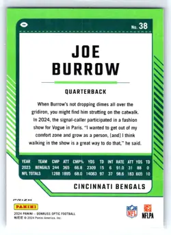 2024 Donruss Optic #38 Joe Burrow Holo - Image 2