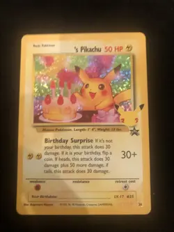 Birthday Pikachu Holo 24 Celebrations Classic Collection Pokemon Card 2021 Promo - Image 1