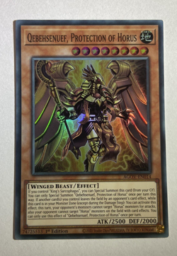 AGOV-EN014 Qebehsenuef, Protection of Horus Super Rare 1st Edition YuGiOh Card - Image 1